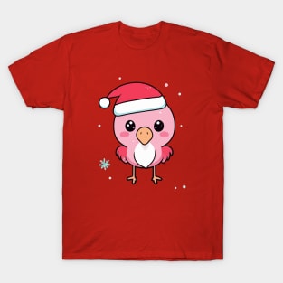 Kawaii Christmas Flamingo - Adorable Holiday Delight for Flamingo Lovers T-Shirt